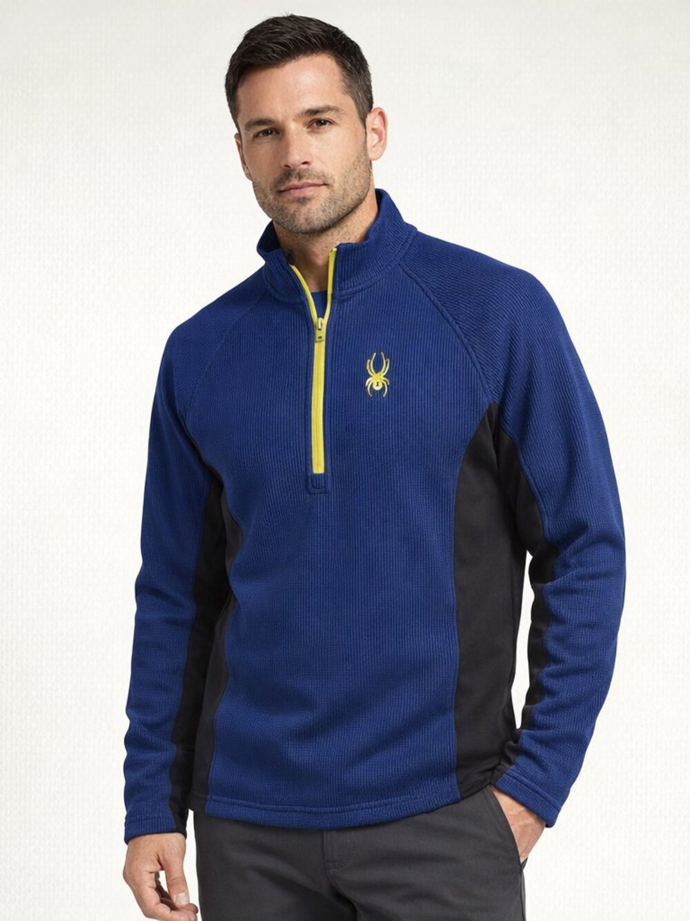 Spyder Outbound 1/4 Zip Pullover in a blue and black Size Large